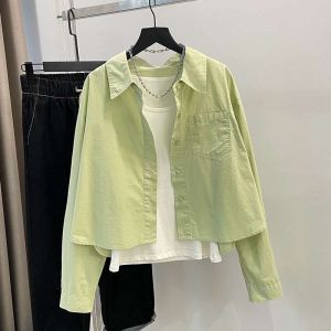 Loose Fit Pure Cotton Polo Shirt Womens Long Sleeve Fashionable Spring Autumn New Style Korean Version Commute Style Shirt