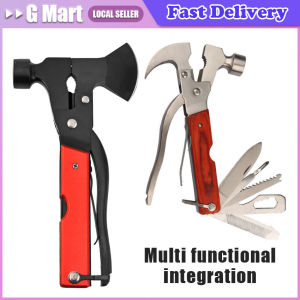 Sturdy 13 In 1 Survival Axes Delicate Hammer Tool for Camping Hiking Home Improvement Multifunctional Stainless Steel Outdoor Hammer Home Waist Axe Chopping Tactical Camping Survival Mountain Carpenter Tools