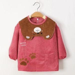 เสื้อคลุมกันน้ำสำหรับเด็กผ้าคอร์ดูรอยกันน้ำสำหรับเด็กผู้หญิง ฤดูใบไม้ร่วง/ฤดูหนาว ใส่กลางแจ้ง ชุดกินข้าว ชุดเด็ก ชุดเด็ก ชุดเด็ก