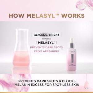 LOréal Paris Glycolic Bright 8% [Melasyl + Glycolic + Niacinamide] - Anti-Dark Spot Brightening Face Serum (30ml/15ml)