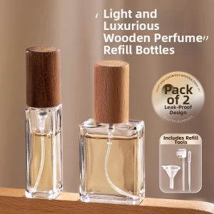 High-end Portable Wood Cap Glass Refill Bottle 10ml