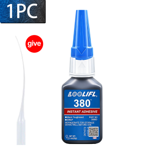 LOOLIFL 380 Black Super Glue Multi-purpose Cyanoacrylate Instant Adhesive Leather for Rubber Tires Strong Bond Liquid Glue Tool