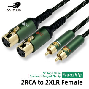 GOLLEY LION 2 RCA to 2 XLR Female Splitter Audio Cable | Shielded Design | Low-Noise for Mixers/Amplifiers