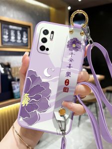 Redmi Note10 pro 5G Anti-Fall Soft Protective Case Creative Floral Design with Wrist Strap Crossbody Phone Cover for Xiaomi
