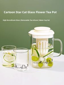 High Borosilicate Glass Cold Brew Coffee Maker Cute Tea Water Separation Tea Pot Heat Resistant Large Capacity Aesthetic Home Use