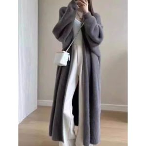 Loose Long Sleeve Solid Color Cardigan Top Womens Street Style Comfortable Fit Open Front Sweater for Young Adults