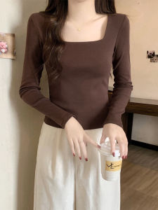 QIAOCHENXIAN | Womens Plus Size Long Sleeve T-Shirt with Square Neckline