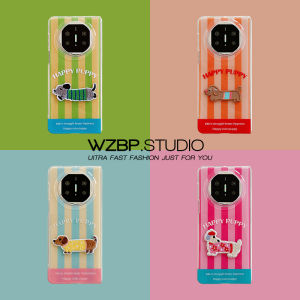 Huawei MateX5 Foldable Screen Phone Case Ultra-Thin Anti-Fall Flip Cover Embroidered Dog Design for Men Couples Korean Style