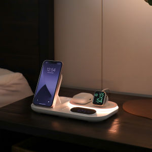 mooas All-Rounder 4 in 1 Fast Wireless Charging nightlight Clock Wireless Charging Station with LED Clock Compatible with iPhone 12 Galaxy S22 LG V50 and Newer Airpods Galaxy Buds Apple Watch Galaxy Watch - Lazada