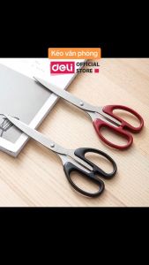 Kéo văn phòng kéo thủ công 210mm Deli lưỡi kéo sắc bén chống gỉ -  Đen/Đỏ/Xanh - 1 chiếc -- VPP Bảo An