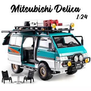 【RUM】1:24 Scale Mitsubishi Delica Alloy Car Model Light & Sound Effect Diecast Car Toys for Boys Birthday Gift Kids Toys Car Collection