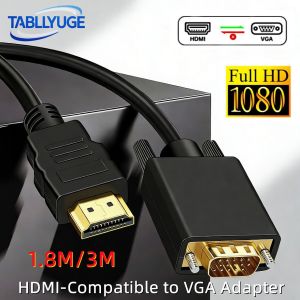 HDMI-Compatible to VGA Adapter 1.8M/3.0M 1080P Unidirectional Cable Male Converter for Desktop Laptop PC TV Monitor Projector