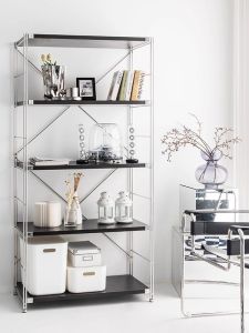 Adjustable Multi-layered Bookshelf Hall Storage Rack Oven Real Wood Particle Board Home Office Exhibition Space Master Design