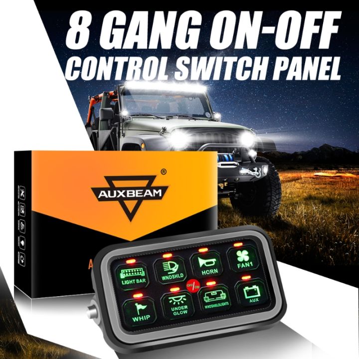 AUXBEAM On-Off Control 8 Switch Panel Electronic Relay System Green ...