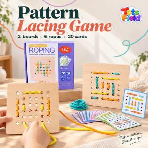 🧵 MONTESSORI TOY 🧵 WOODEN PATTERN LACING BOARD GAME Kids Children Educational Early Learning Fine Motor Skill Rope Gift Boy Girl Toddler