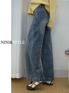 American Retro High Waist Wide Leg Jeans Womens Loose Straight Small Size Knife Pants Autumn New Style Casual Denim Jeans