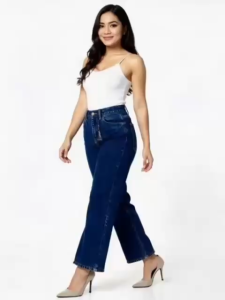 Plazo High Waist Wide Leg Vintage Jeans – Womens Loose Fit Denim Pants