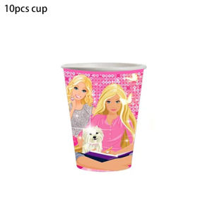 Disney | Pink Princess Themed Disposable Party Tableware Paper Cup Paper Plates Tablecloths Childrens Birthday Party Decoration Supplies