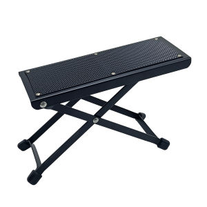 Guitar Foot Stool 4 Position Height Adjustable Foldable Guitar Pedal Foot Rest Step Footstool Black for Guitar Pedal Accessories
