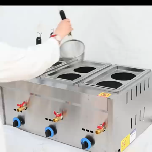 XINHONG Bench top noodle cooker gas type stainless steel with strainer Ramen Noodle Cooker Hot Pot commercial multi-function Four Hole noodle cooker