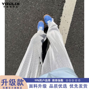 กางเกงขายาวทรงตรงผ้าไหมน้ำแข็งสไตล์อเมริกันสำหรับผู้ชาย ทรงหลวม ทรงตรง ทรงบาง แห้งเร็ว ฤดูร้อน 2025 กางเกงขายาวทรงตรง