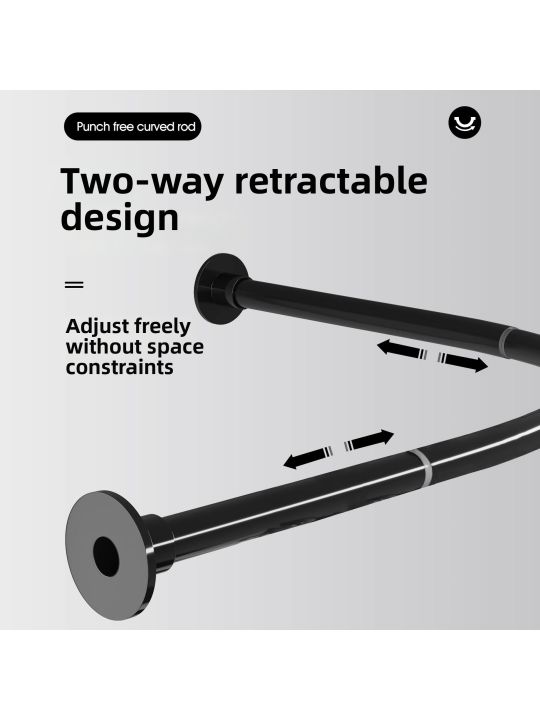 FUJIUSHUANG | Curved L-Shaped No-Drill Extendable Shower Curtain Rod