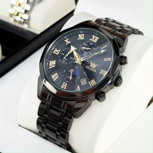 OLEVS Jam Tangan Pria Anti Air Original Stainless Steel Terbaru Luminous Kalender Men Watch