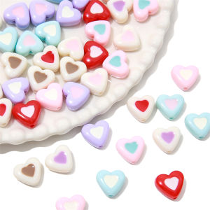 10/20Pcs 14x13mm Macaron Colorful Love Heart Beads Acrylic Oil Dripping Beads DIY Bracelet Necklace Material Jewelry Making Accessories
