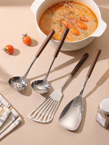 Mini 304 Stainless Steel Wok Shovel With Walnut Wood Handle