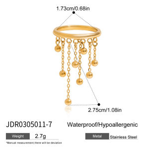 Uworld Y2K Style Freshwater Pearl Flower Pendant Tassel Ring for Women Stainless Steel 18K Gold Color Plated Fashion Accessory