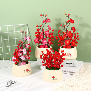 Unico PBP167 Tanaman Hias Plastik Pot Bunga Buah Ceri Anggrek Artificial Ornamen Pajangan Buatan COD