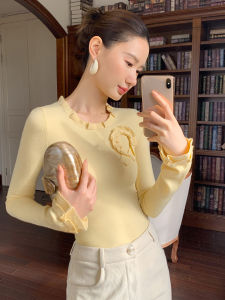 XXNING | Áo Knit Ôm Body Có Viền Ren