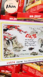 Tranh Cha Mẹ Tranh đính đá LV574 (80x50cm) - tranh thêu LV3532 (67x43cm) - tranh chưa làm