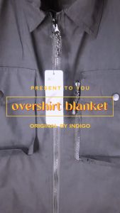 BNY Overshirt Jacket Pria Casual Bahan Cringkle Brand Indigo