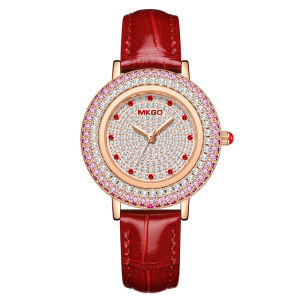 W43 New Women's Brand Quartz Watch: Luxury Full Diamond Jewelry Crystal Gem Scale Waterproof Leather Band