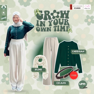 INFINITY - Cardigan | Pasmina Kaos BiscuitCardigan Tamara HijauCelana Jinnie Knit Ivory | One Set Hijab - LP11