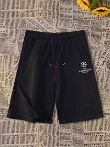 Quần Short Bóng Đá Mùa Hè Thường Ngày Rộng Rãi Cỡ Lớn Quần Đi Biển Năm Điểm LOGO Champions League Quần Thể Thao Thoáng Khí Thoải Mái