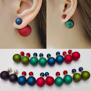 Double-Sided Pearl Stud Earrings S925 Sterling Silver Front And Back Ball Versatile Elegant Womens Fashion Jewelry Accessories