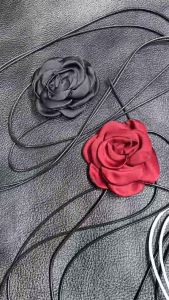 Vòng cổ nữ choker Hoa Hồng Đen Đỏ bằng vải có dây dài đeo cổ cá tính thời trang Hàn Quốc