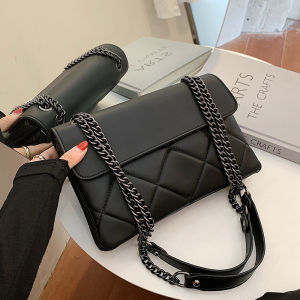 Fashionable Chain Link Small Square Bag for Women Diamond Pattern Single Shoulder Crossbody Bag Korean Style Multifunctional Handbag