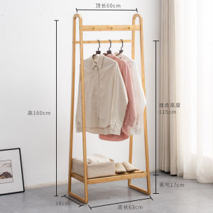 Indoor Real Wood Clothes Hanger Free Standing Bedroom Garment Rack Simple Modern Style Wooden Structure Artistic Pattern for Adults