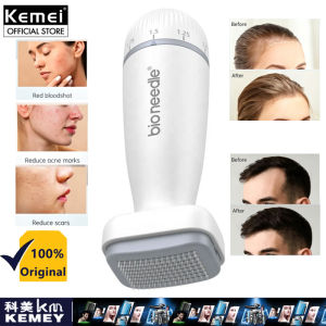 Kemei Có Thể Điều Chỉnh Titan Tem kim lăn lăn mặt Thuốc mọc râu Massager mát xa da đầu 120Pins Microneedling