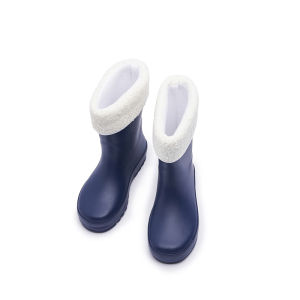 New 2025 Childrens Rain Boots Boys Girls Waterproof Non-Slip Fleece-Lined Rubber Shoes Wear-Resistant for Kids Medium to Large