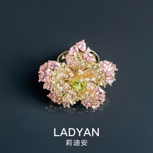Lidiann Hollow out Exaggerated Open Ring for Women with Embedded Crystal Fashionable Personalized Elegant Floral Design