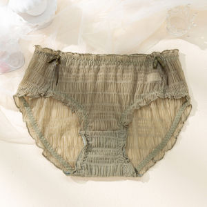 กางเกงชั้นในลูกไม้ไซส์ใหญ่สำหรับผู้หญิง ทรงสามเหลี่ยม ระบายอากาศได้ดี สายรัดกลาง กางเกงชั้นในลูกไม้เนื้อบาง ความยาวปานกลาง