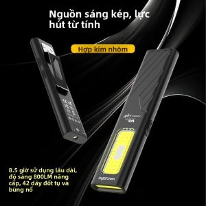 Đèn Pin Warstar WT8 Hai Nguồn Sáng 800 Lumen Đèn Làm Việc Di Động Với Kẹp Hút Từ Tính Và Laser Đỏ - Bóng Đèn LED Tím