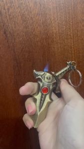 HCM Bật Lửa Khè Xài Gas Móc Khóa Kim Loại Hình Thanh Kiếm Ngọc Đỏ