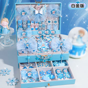 Princess Elsa Birthday Gift Ice Snow Hair Accessories Box Set Little Girl Hair Clips Practical Jewelry Box Creative Celebration