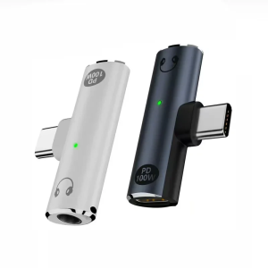 Two-in-One Type-C Female to 3.5mm Headset T-Shaped Charging Adapter QC / PD Fast Charging 100W for iPhone 16 Etc.