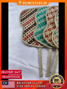 Kipas tangan mengkuang doorgift majlis angin cantik handmade fan kraftangan murah hand fan manual deko handcraft gift